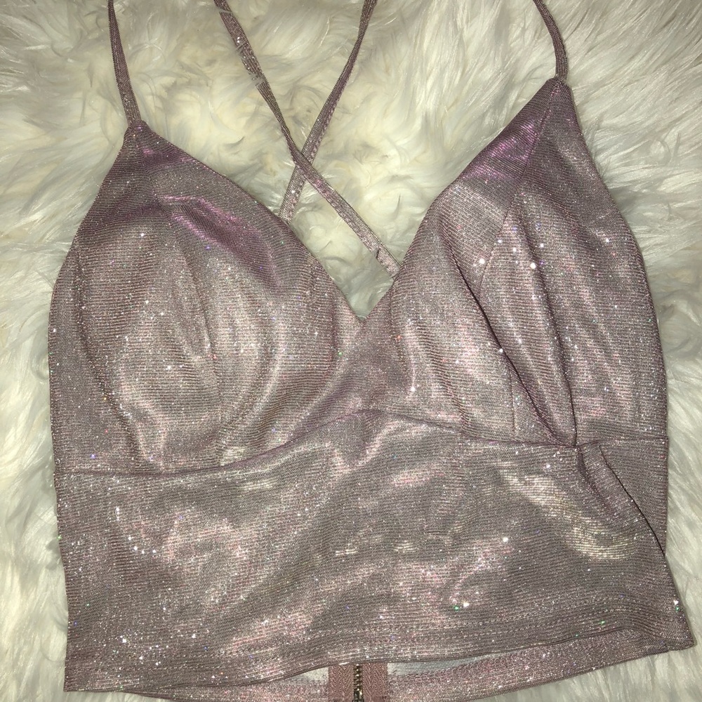 Shimmery pink Windsor crop top